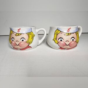 Two 1998 Vintage Campbell's Soup Kid Collectible Mug Cup Bowl Houston Harvest